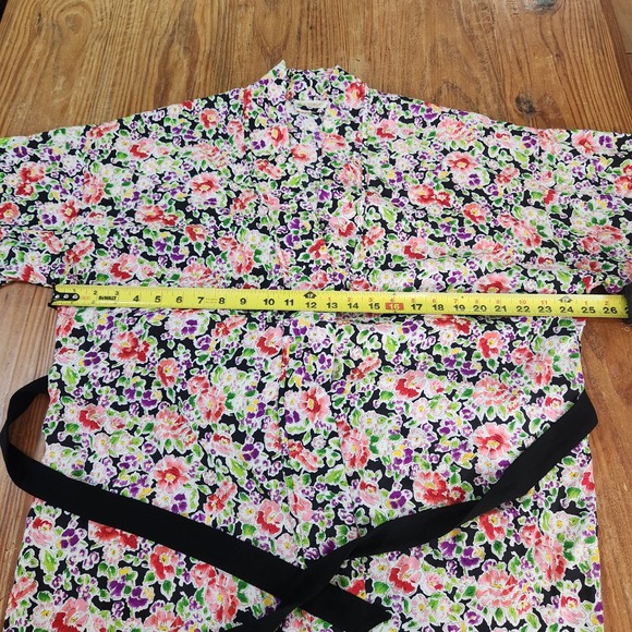 Victoria's Secret Floral Robe Gold Label Belted 3/4 Kimono Sleeve Vtg One Size - Picture 3 of 9